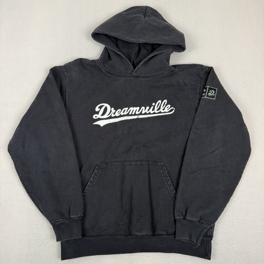Dreamville Records Script Logo Hoodie Men's Medium Washed Black J. Cole Merch
